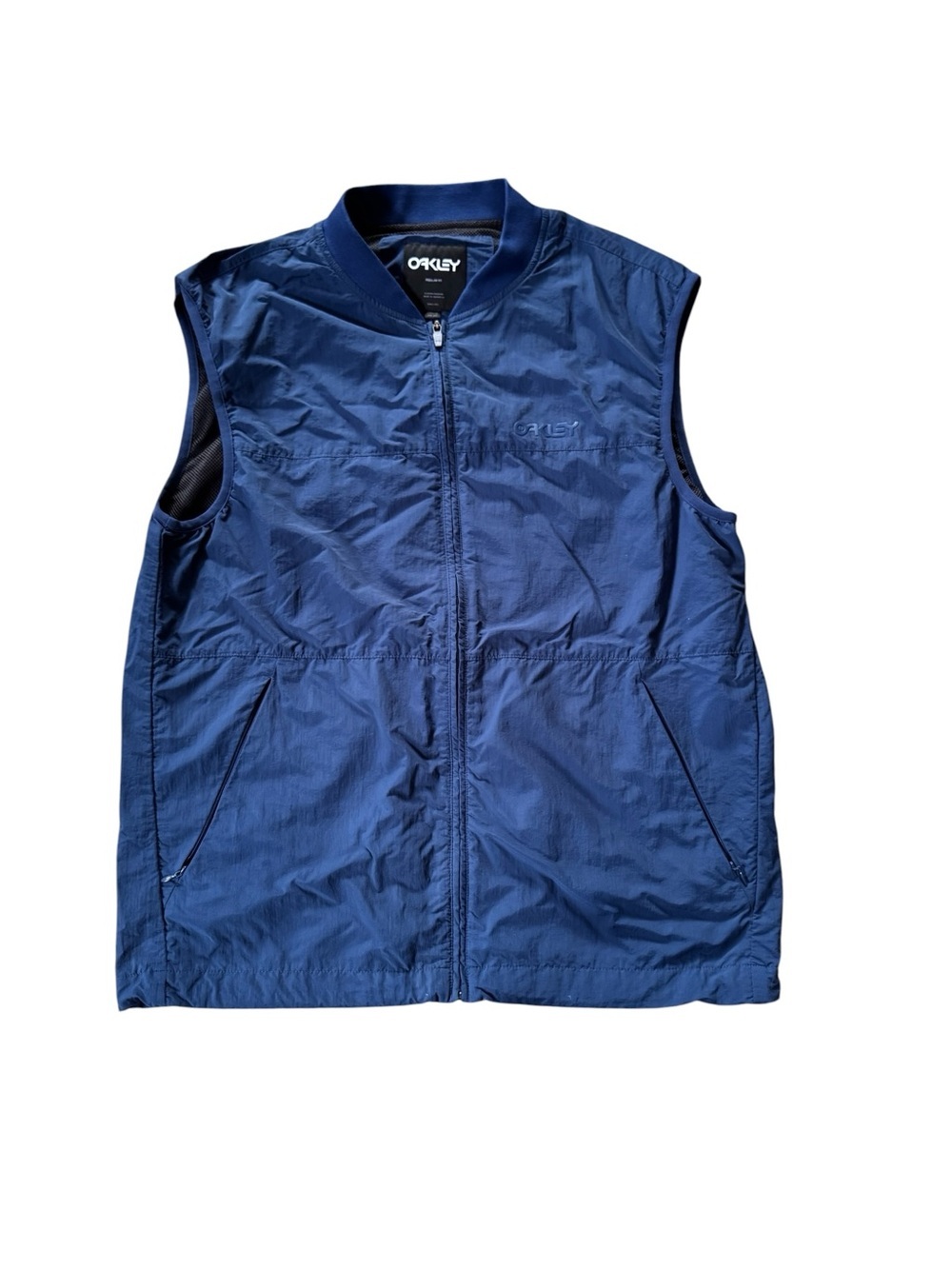 Oakley Regular Fit Full Zip Vest Men’s XXL Blue Lightweight Nylon Utility Golf